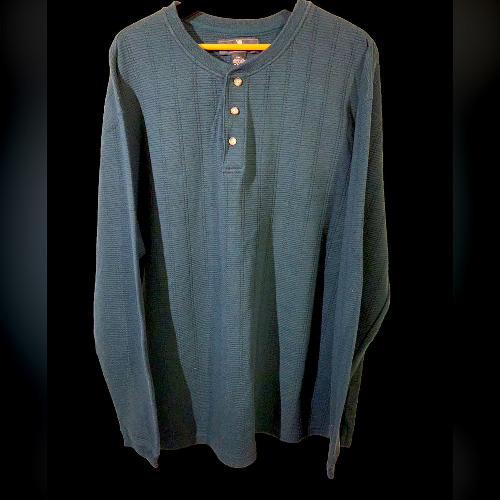 Consensus Sportswear Men Size 2xlt Knit Shirt 1/4 Button Long Sleeve Dark Blue